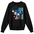 thumbnail image 1 of Sonic The Hedgehog Modern Blue Hedgehog Crew Neck Long Sleeve Black Adult Sweatshirt-Large, 1 of 3
