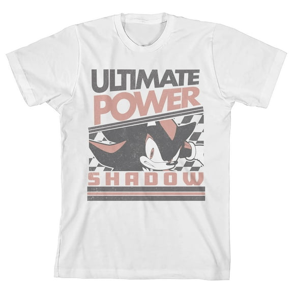 Sonic The Hedgehog Modern Shadow, ULTIMATE POWER, Kanji text "ULTIMATE HEDGEHOG" on White Kids T-Shirt-Small