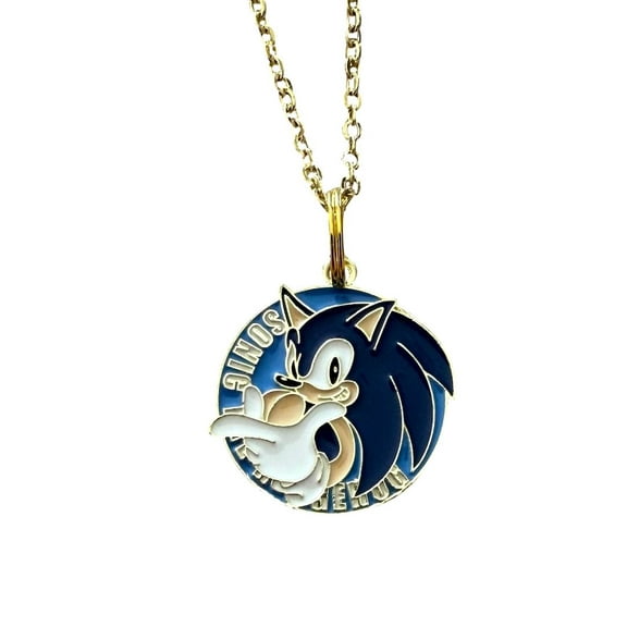 Sonic The Hedgehog Necklace Round Charm Enamel Metal Pendant