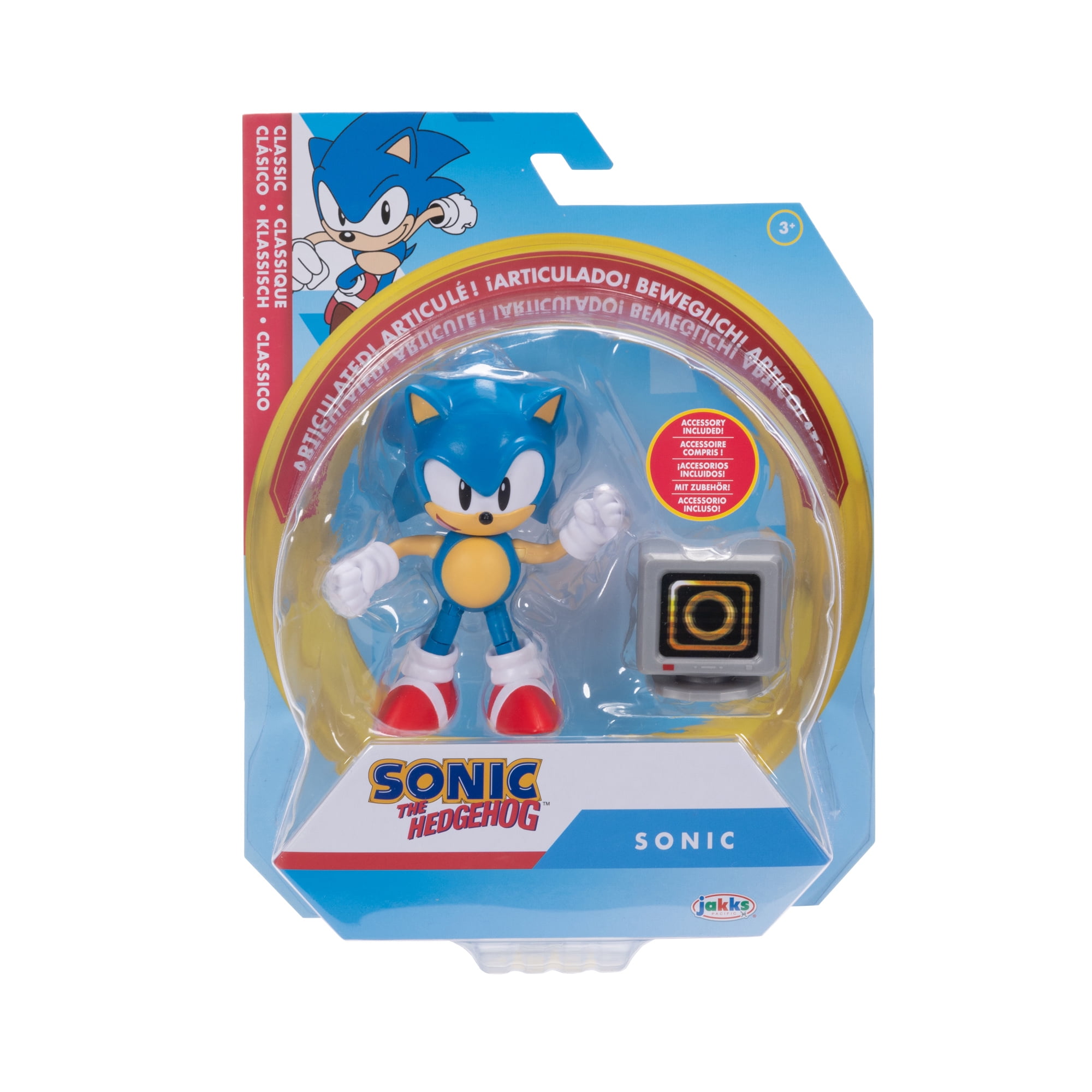 Sonic The Hedgehog New Sonic Action Figure 4inch articulated New Sonic with Ring Item Box Accessory