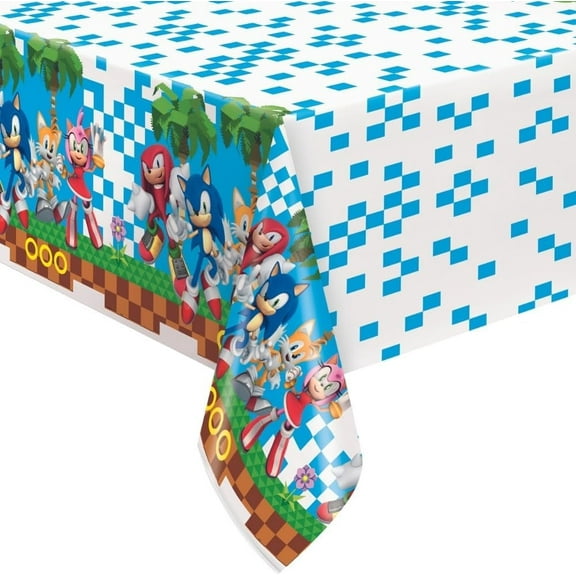 Sonic The Hedgehog Rectangular Plastic Table Cover 54 Inch X 84 Inch (1 Pack) - Party Supplies Decorations