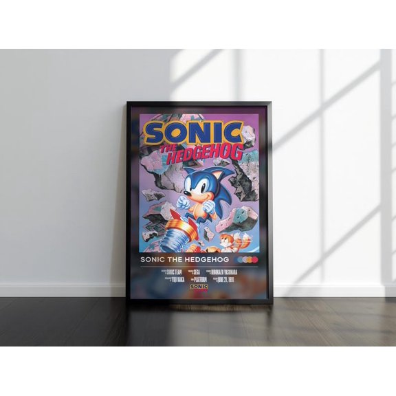 Sonic The Hedgehog Retro Poster Classic Game Style Vintage Wall Art Gaming Room Decor High Quality Print 12x18 Inches UNFRAMED