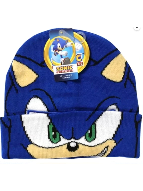 The Hedgehog Roll Down Beanie Hat Mask Blue One Size