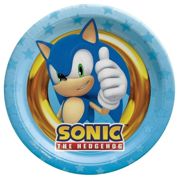 Sonic The Hedgehog Round Plates, 7" (8-Pack) - Vibrant All-Character Assortment for the Ultimate Themed Party Experience