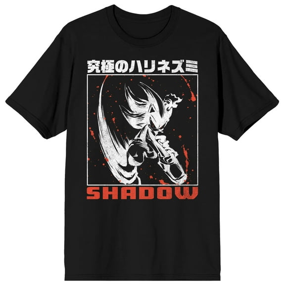 Sonic The Hedgehog Shadow Blood Splatter Adult Black Crew Neck Short Sleeve T-shirt