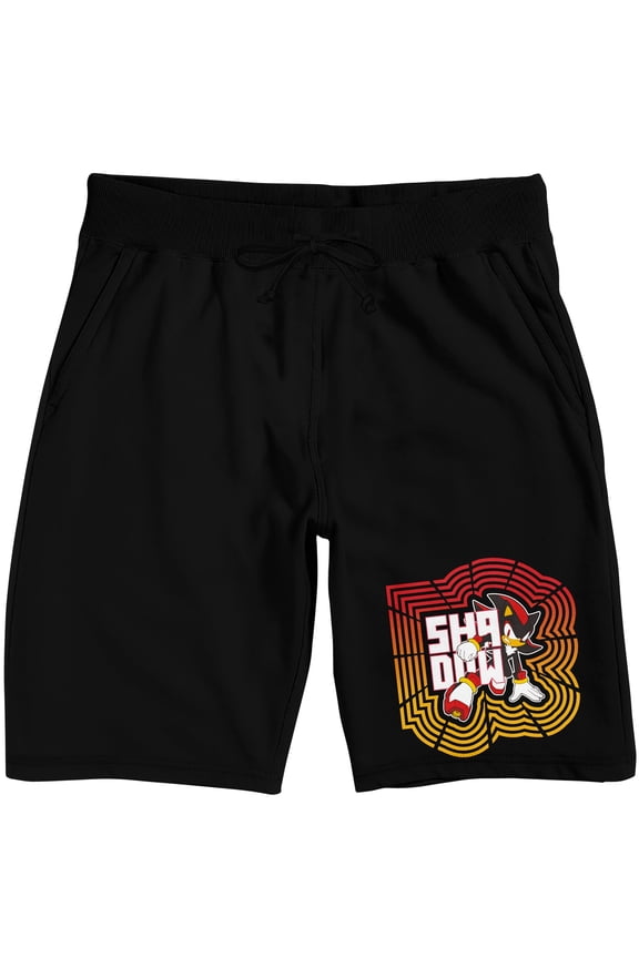 Sonic The Hedgehog Shadow In Hedgehog Head Adult Black Sleep Pajama Shorts-Large