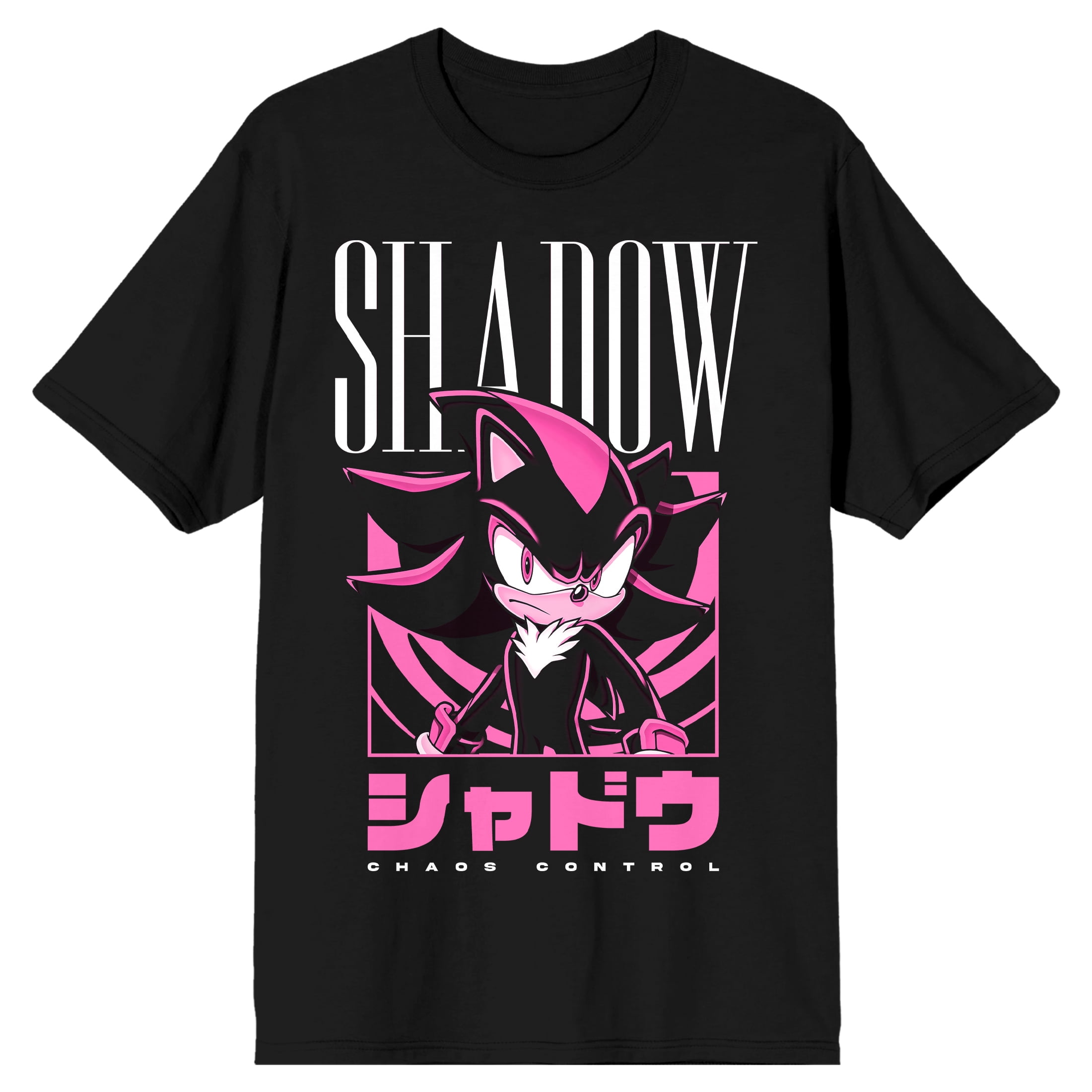 Sonic The Hedgehog Shadow Kanji Adult Black Crew Neck Short Sleeve