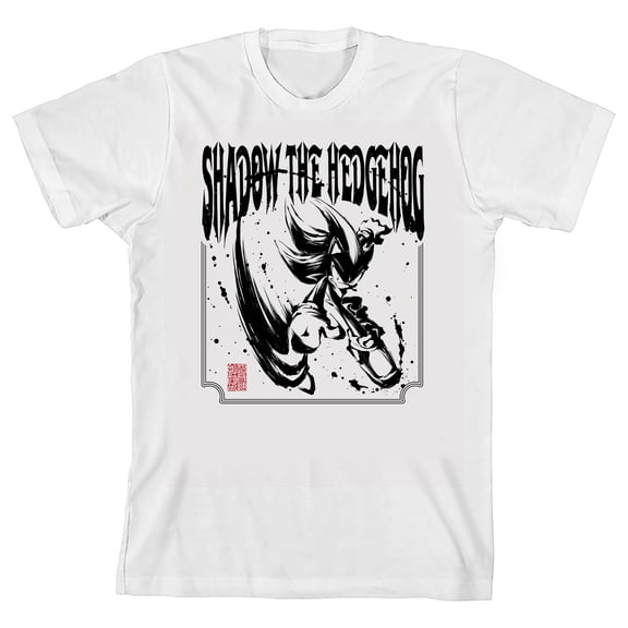Sonic The Hedgehog Shadow The Hedgehog Youth White Crew Neck Short Sleeve T-shirt-XXL
