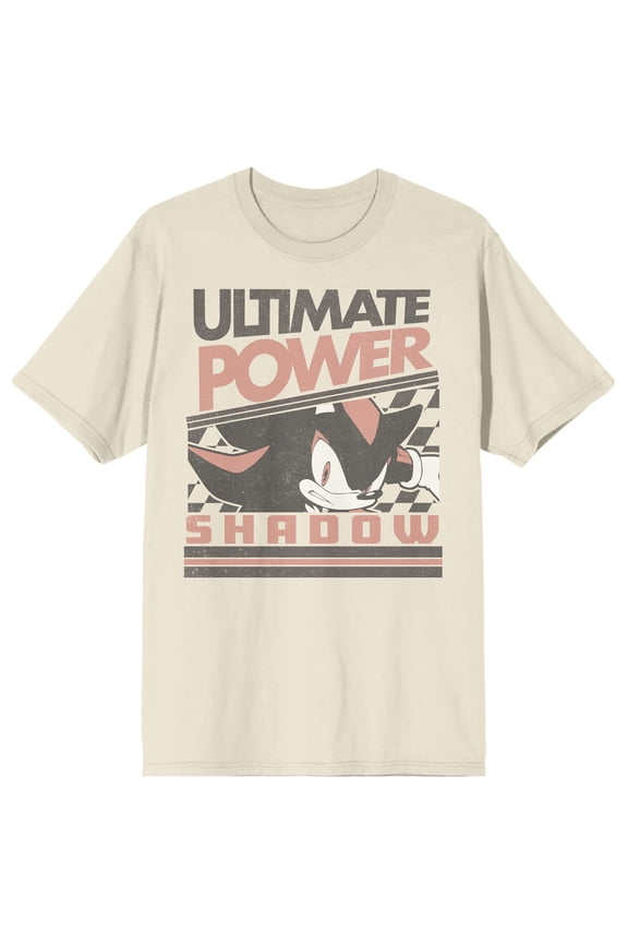 Sonic The Hedgehog Shadow Ultimate Power Adult Natural Crew Neck Short Sleeve T-shirt