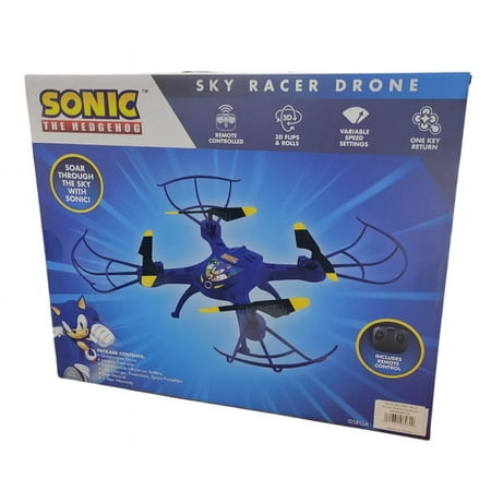 SEGA Sonic The Hedgehog Sky Racer Drone Remote Controlled w/Remote Control, Control Stick & Camera, Blue, 1 Count, 1 Pack