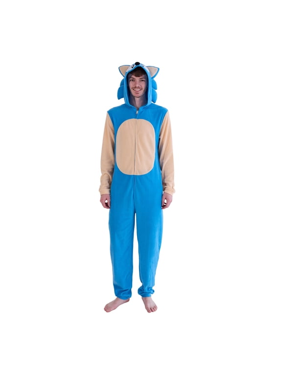 Sonic The Hedgehog Sonic Adult Hooded Kigurumi Onesie Costume Union Suit-Large