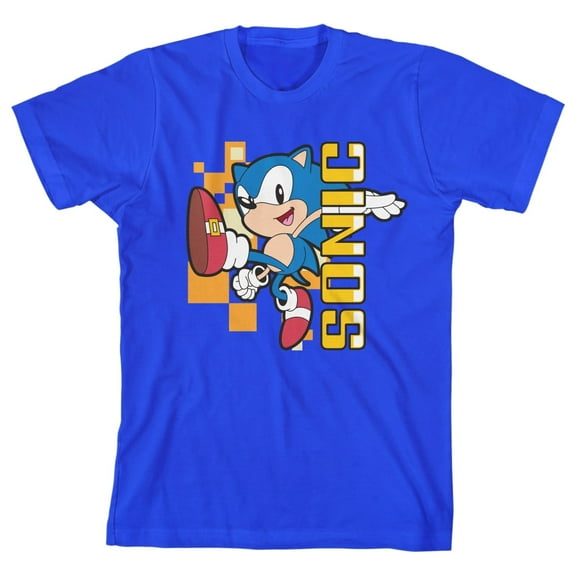 Sonic The Hedgehog Sonic Kick Boy's Royal Blue T-shirt-XL