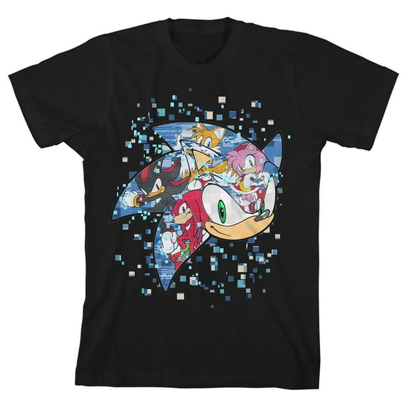 Sonic The Hedgehog Sonic Modern Mosaic Art Crew Neck Short Sleeve Boys' Black T-shirt-2T