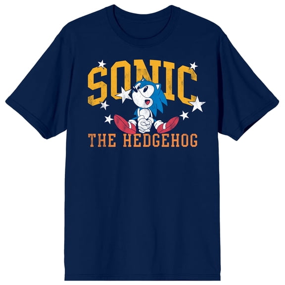 Sonic The Hedgehog Sonic New School Classics Crew Neck Short Sleeve Navy Men's T-shirt-Large
