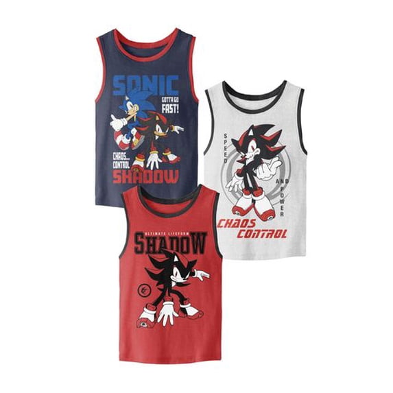 Sonic The Hedgehog Sonic & Shadow Boy's 3-Pack Tank Top Set -4