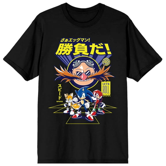 Sonic The Hedgehog Group Art Men's Black T-shirt-3XL