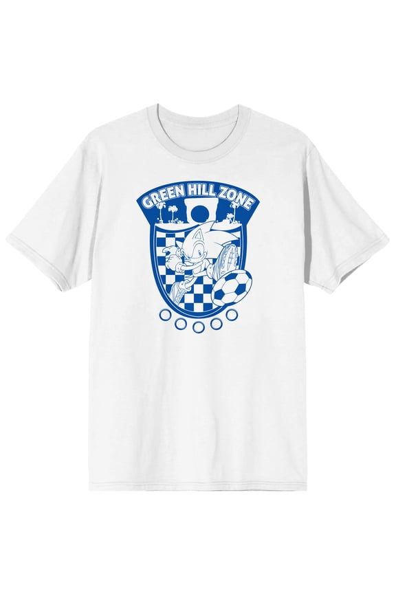 Sonic The Hedgehog Sonic Soccer Badge Men's White Tshirt - 5XL