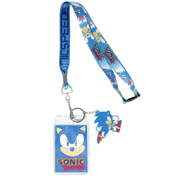 Sonic The Hedgehog Sonic Speed Breakaway Lanyard ID Badge Holder w/ Metal Keychain