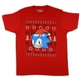 thumbnail image 1 of Sonic The Hedgehog T-Shirt Men's Santa Sonic Ugly Sweater Design Adult Tee, 1 of 5