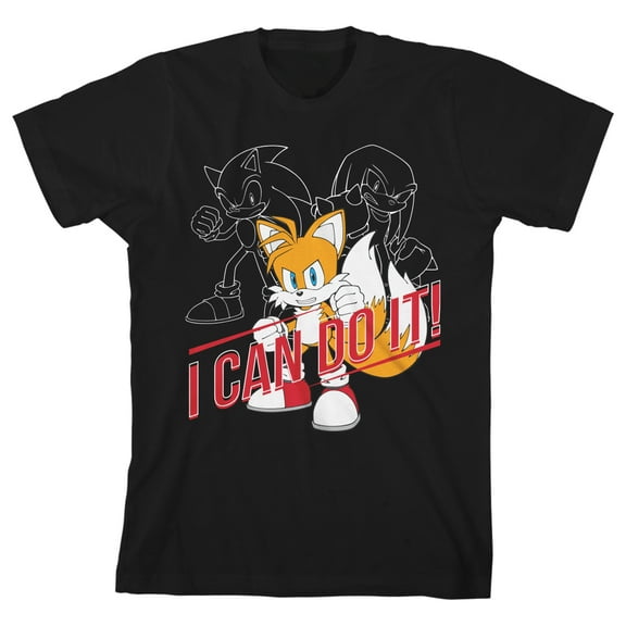Sonic The Hedgehog Tails I Can Do It Boy's Black T-shirt-Small