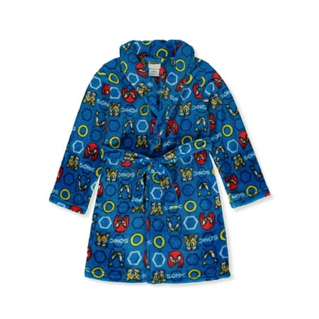 Sonic The Hedgehog, Tails and Knuckles Blue Fleece Boy's Bathrobe, Robe, Size 10