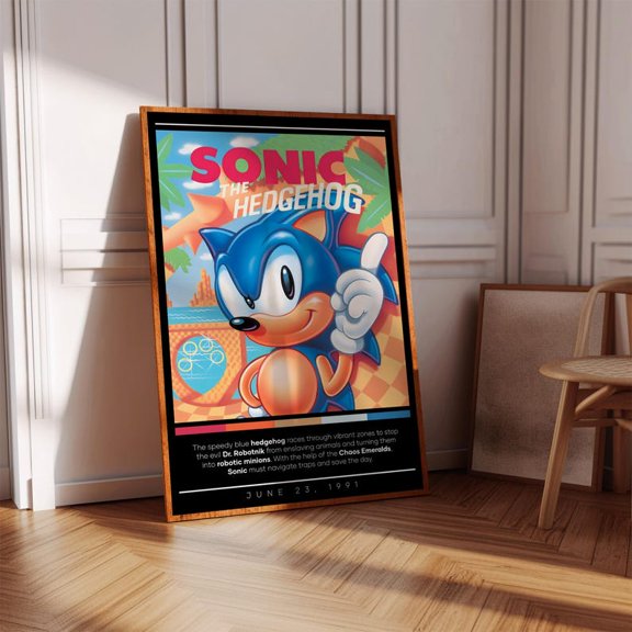 Sonic The Hedgehog Three Color Minimal Gaming Cover Design Video Game poster Wall Art Decor 12x18 UNFRAMED