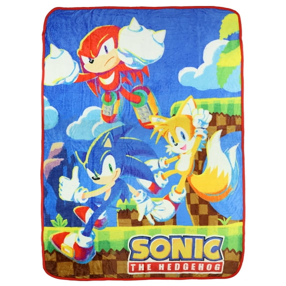 Sonic The Hedgehog Throw Blanket Knuckles Tails And Sonic Classic Design Fleece Blanket 45x60"