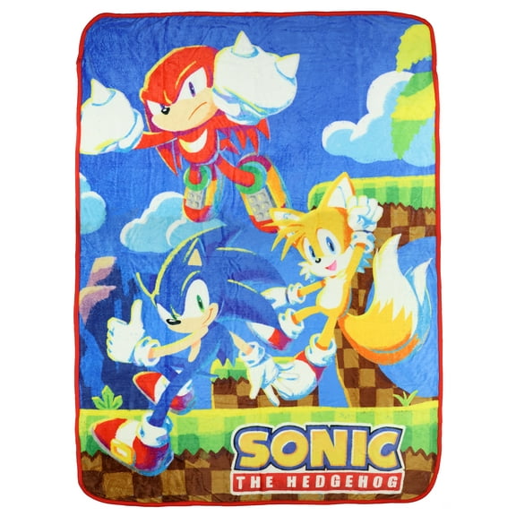 Sonic The Hedgehog Throw Blanket Knuckles Tails And Sonic Classic Design Fleece Blanket 45x60"