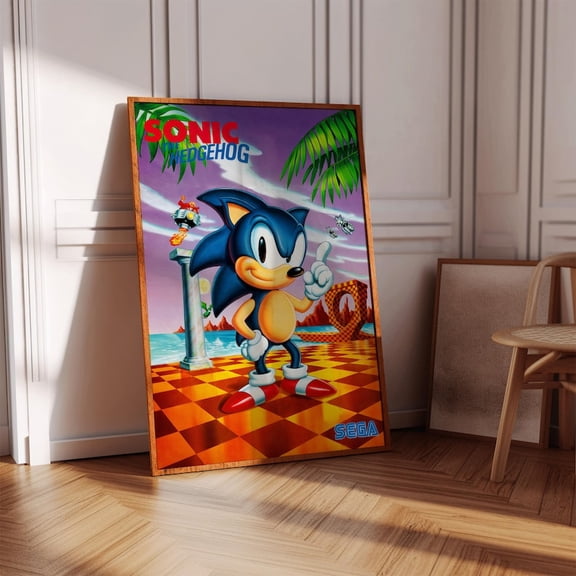 Sonic The Hedgehog Wall Art Poster Classic Retro Video Game Illustration Iconic Speed Character Decor Size 24x36 Unframed Poster