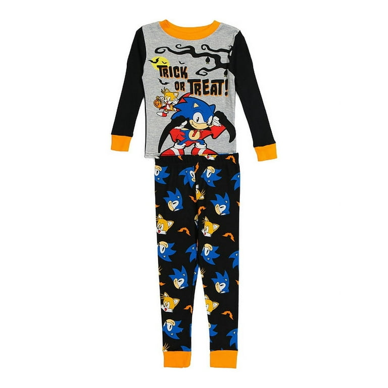 Sonic The Hedgehog and Tails Boys Halloween Cotton Pajama Set Glow in the Dark Size 8