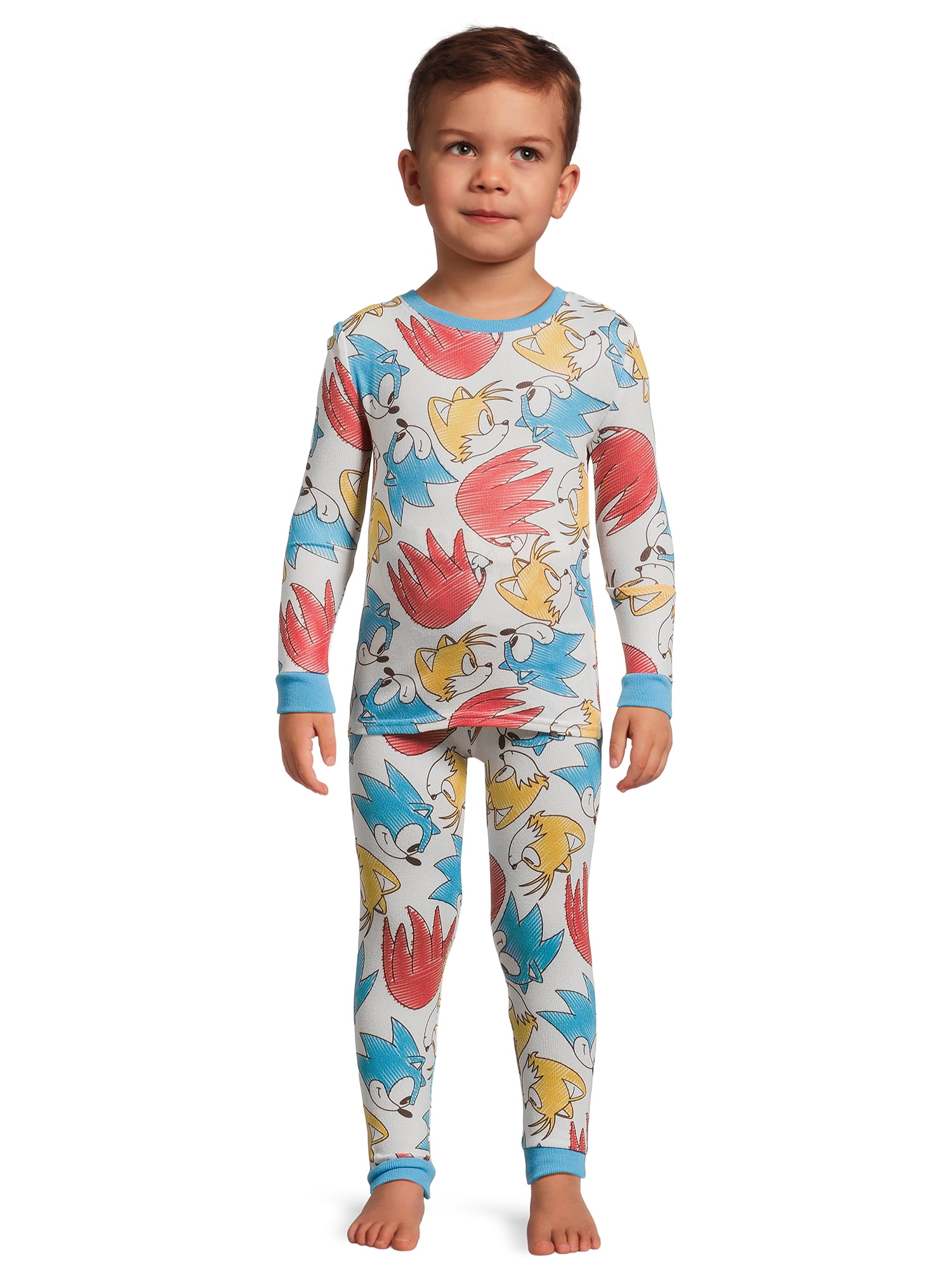 Sonic Toddler Boys Snug Fit Hacci Long Sleeve Pajama Set, 2-Piece, Sizes 12M-5T