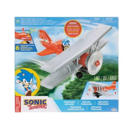 Sonic Tornado Biplane 2 5 inch Action Figure Playset with Sounds and Motorized Propeller