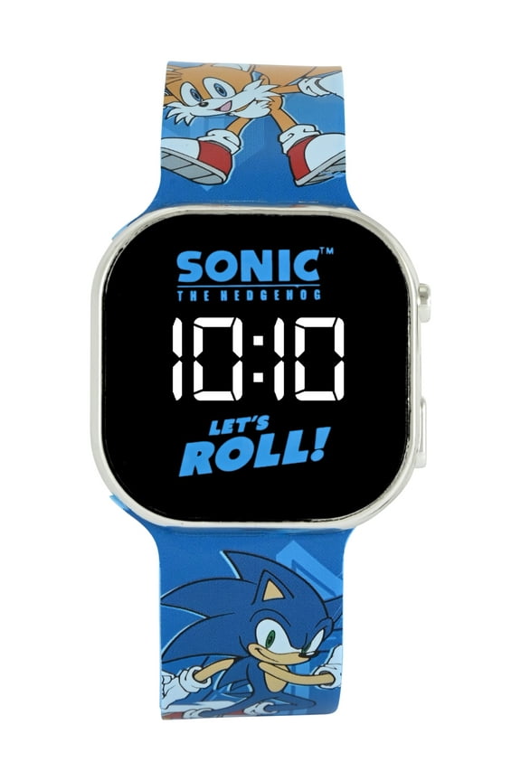 Sonic Unisex Childrens LED Watch With Square Caseand Printed Silicone Strap; SNC44451MWM