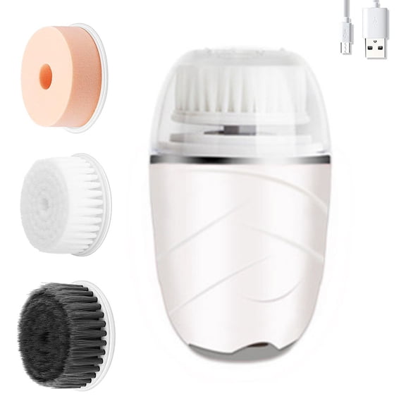 Sonic Vibrating Facial Cleansing Brush - 3 Brush Heads with 3 Modes, Waterproof, Smart Timer, Wireless Charging for Face Cleaning, Exfoliating and Massaging, Egg Shape,