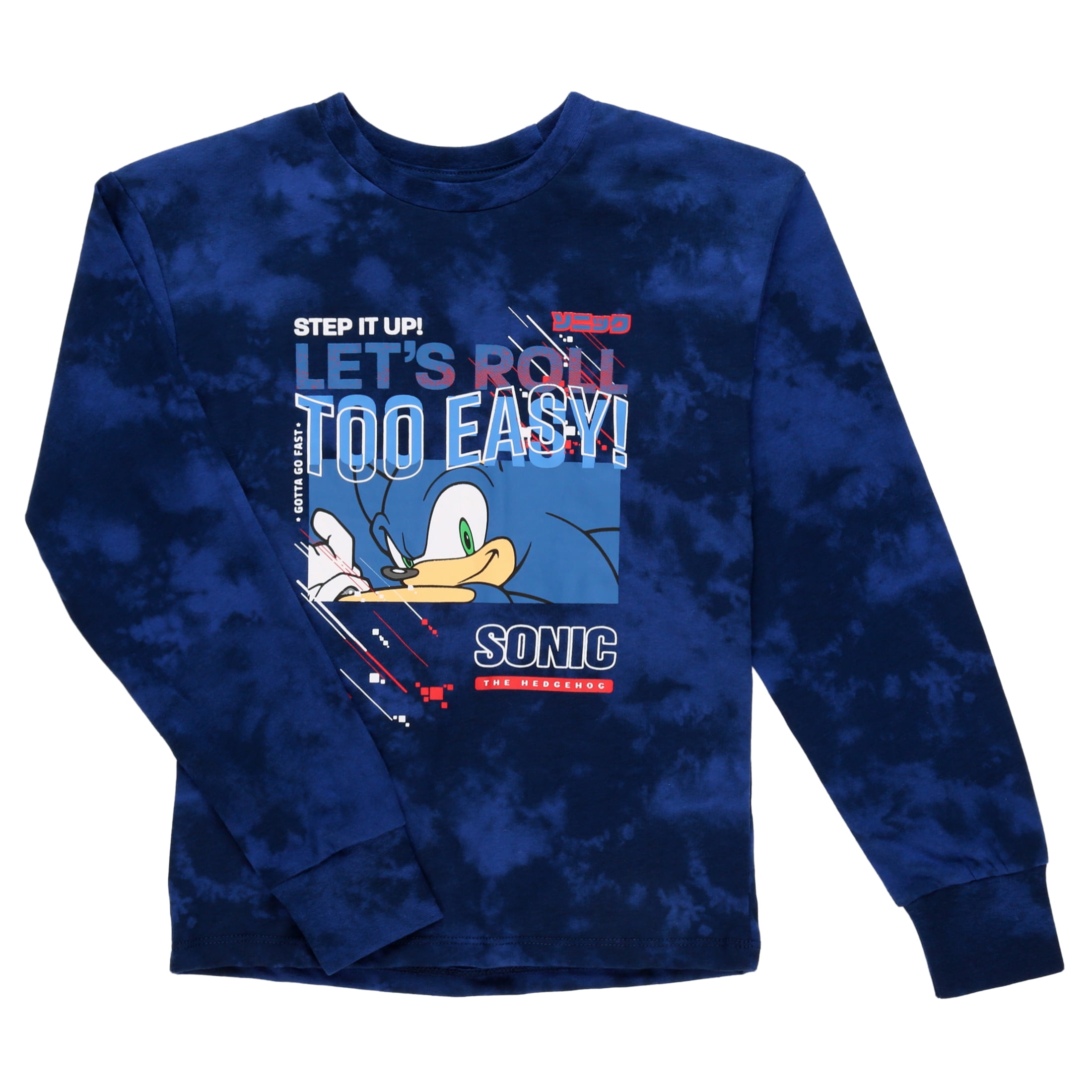 Sonic the Hedgehog Boy's Washed Graphic Tee with Long Sleeves, Sizes XS-2XL