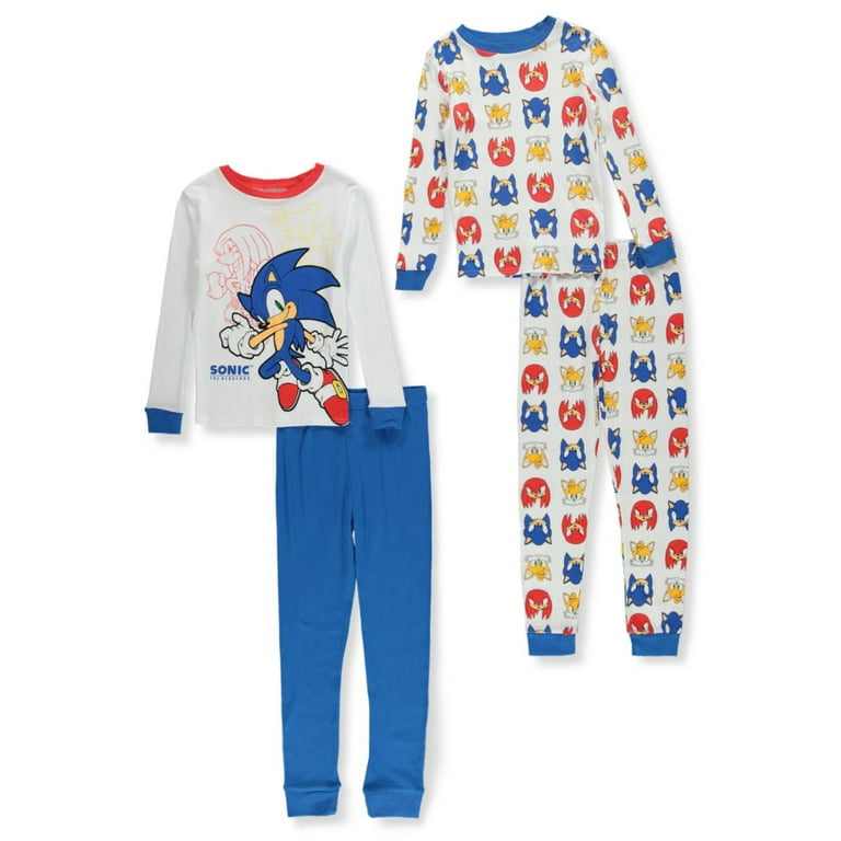 Sonic With Knuckles and Tails Long Sleeve Youth 4 Piece Pajama Set Size 10 Walmart