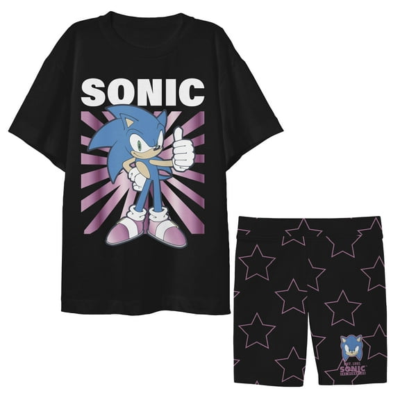 Sonic Youth Girls Basic Tee & Biker Short Set-Medium
