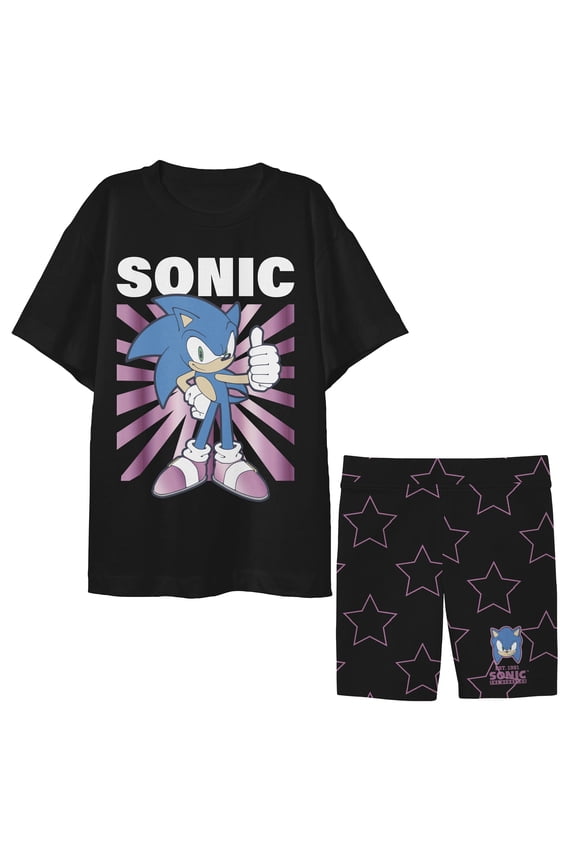 Sonic Youth Girls Basic Tee & Biker Short Set-Medium