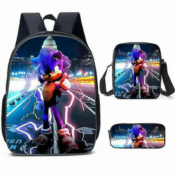 Sonic schoolbag three-piece set primary school bag anime cartoon schoolbag men's and women's backpack 18 -NMAOV
