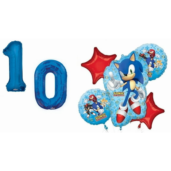 Sonic the Hedgehog 10th Happy Birthday 6 Piece Balloons Set
