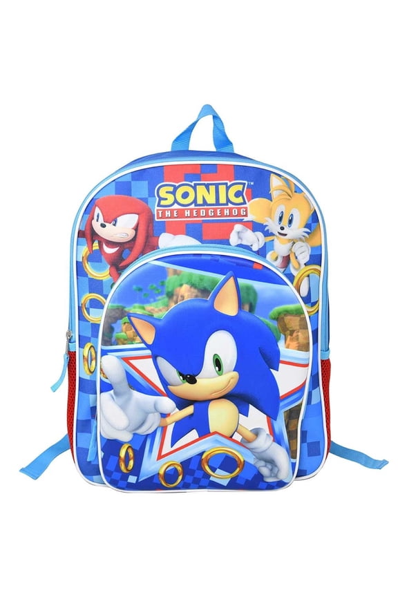 Sonic The Hedgehog 16" School Backpack with 1 Front Pocket for Boys