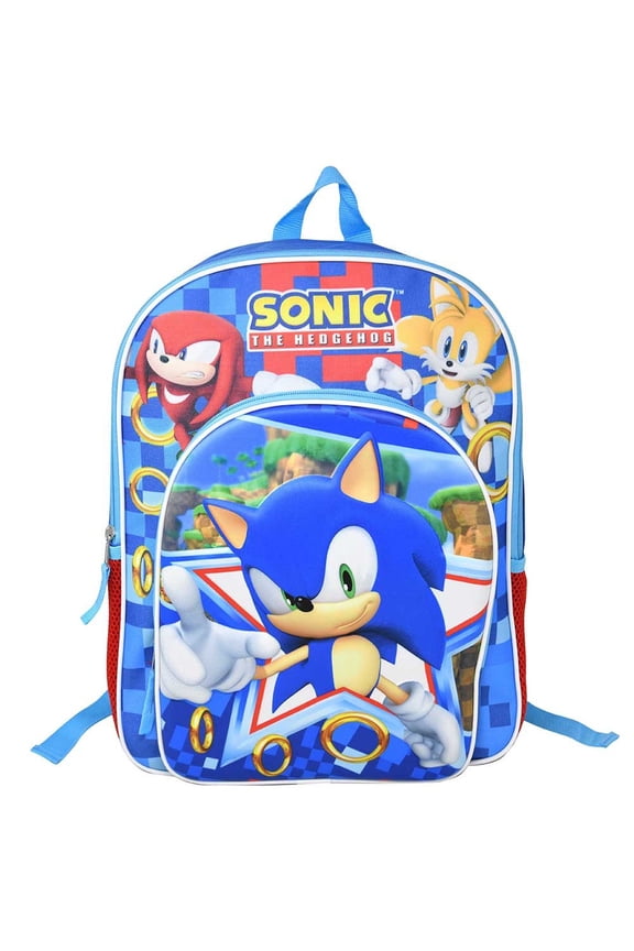 Sonic the Hedgehog 16" Backpack with Molded Front Pocket & Printed Straps