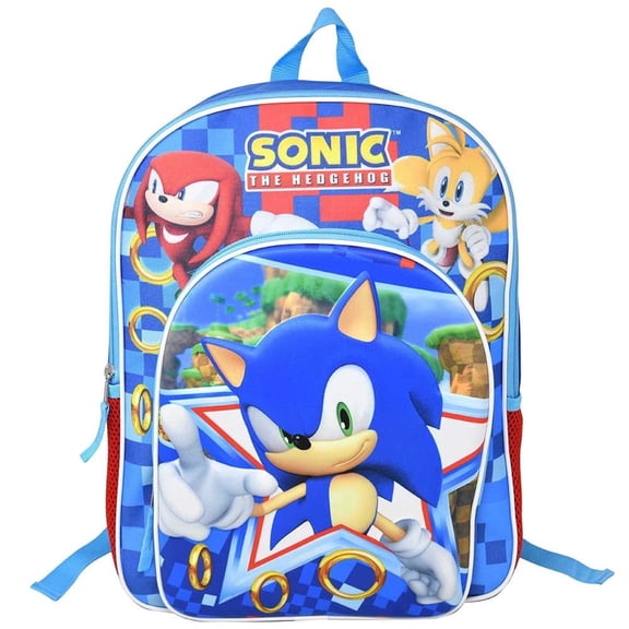Sonic The Hedgehog 16" School Backpack with 1 Front Pocket for Boys