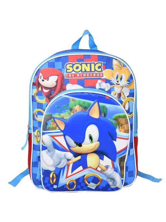 Sonic The Hedgehog 16" School Backpack with 1 Front Pocket for Boys