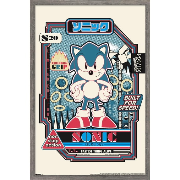 Sonic the Hedgehog (1991): Classic - Built For Speed Wall Poster, 22.375" x 34" Framed