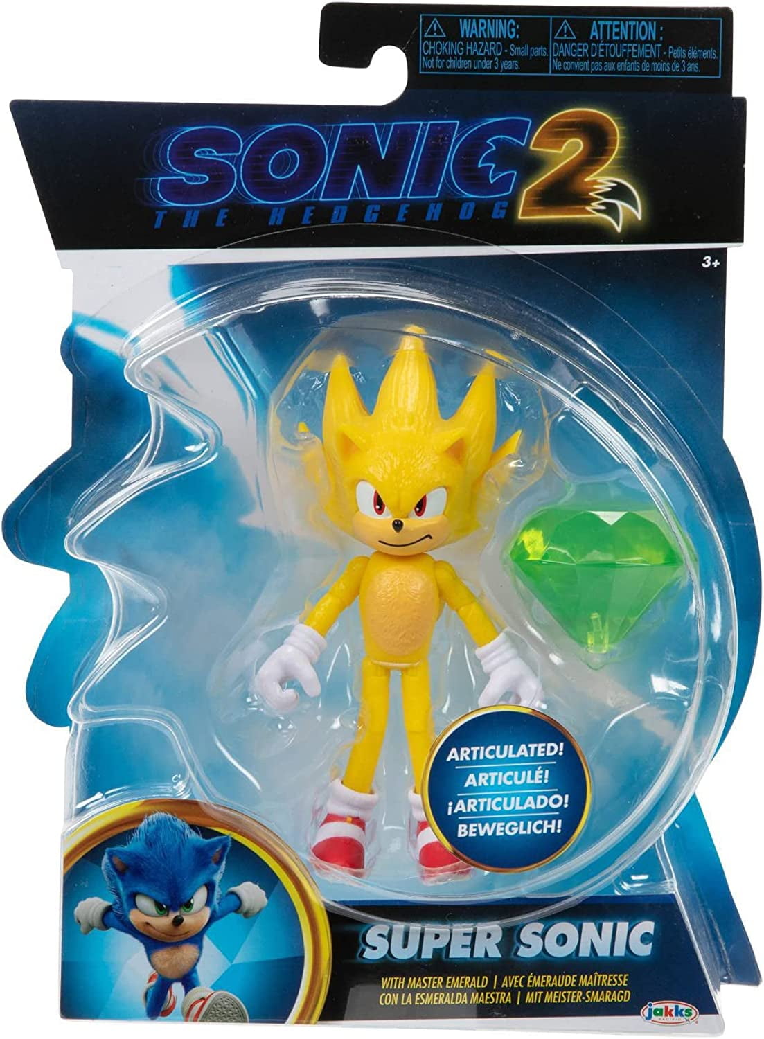 Sonic the Hedgehog 2 Movie Series 4-inch Action Figure Super Sonic with  Master Emerald