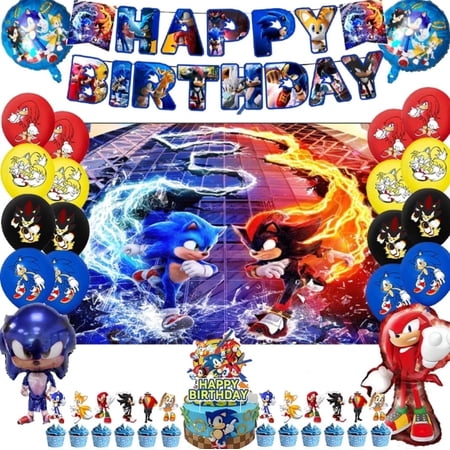 Sonic 2 Party Decoration Balloons Banner Backdrop Cake Topper....