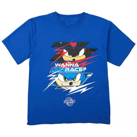Sonic the Hedgehog 3 Boys Sonic vs. Shadow "Wanna Race" T-Shirt, Sizes 4-18