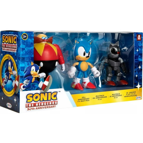 Sonic The Hedgehog 30th Anniversary Mecha Sonic, Sonic & Dr. Eggman Action Figure 3-Pack