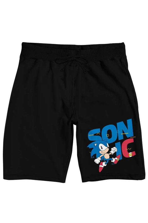 Sonic the Hedgehog 90s Sonic Men's Black Lounge Shorts-Medium